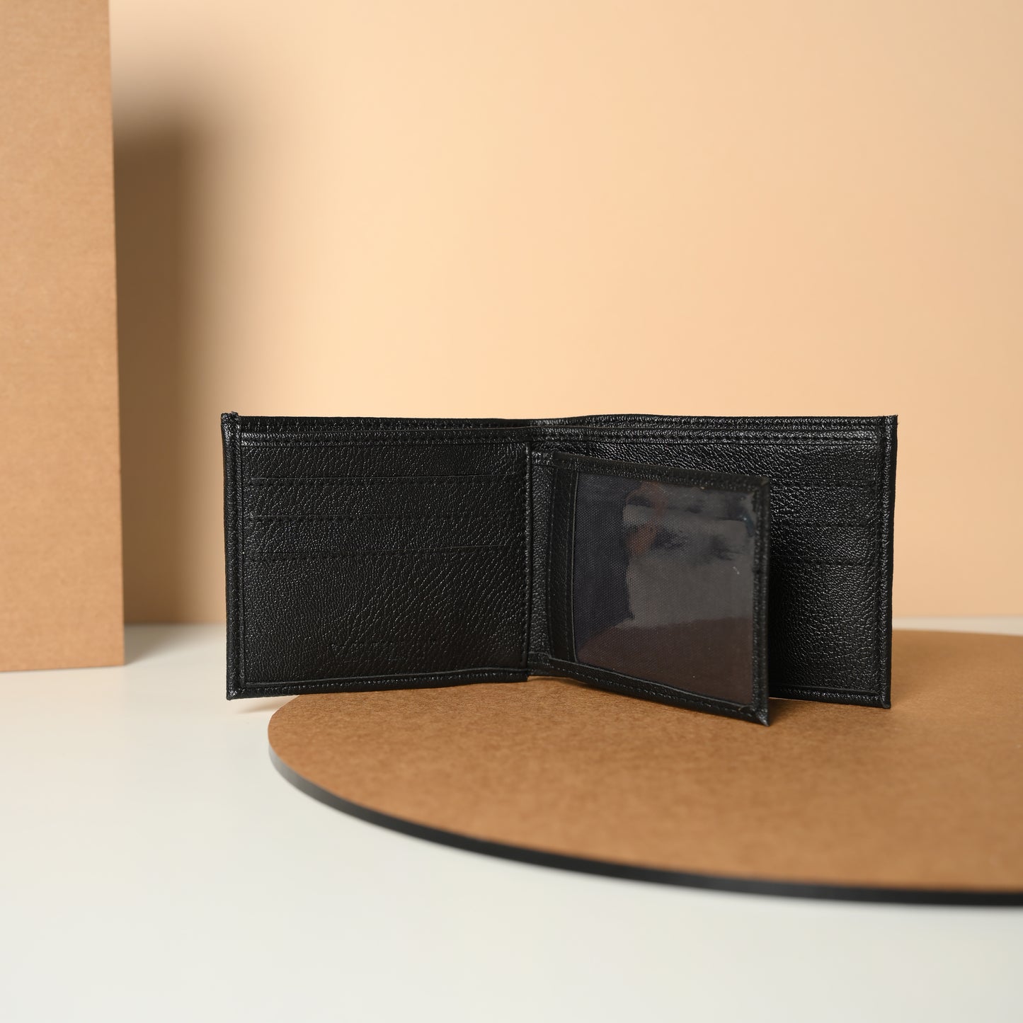 Waultt Premium Vegan Black Leather Bifold Wallet for Men