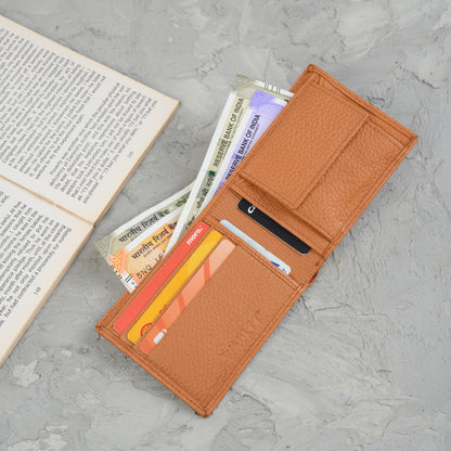 Waultt Luxurious Tan Leather Bifold Wallet for Men