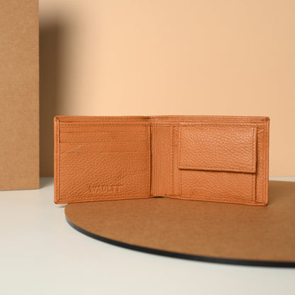 Waultt Luxurious Tan Leather Bifold Wallet for Men
