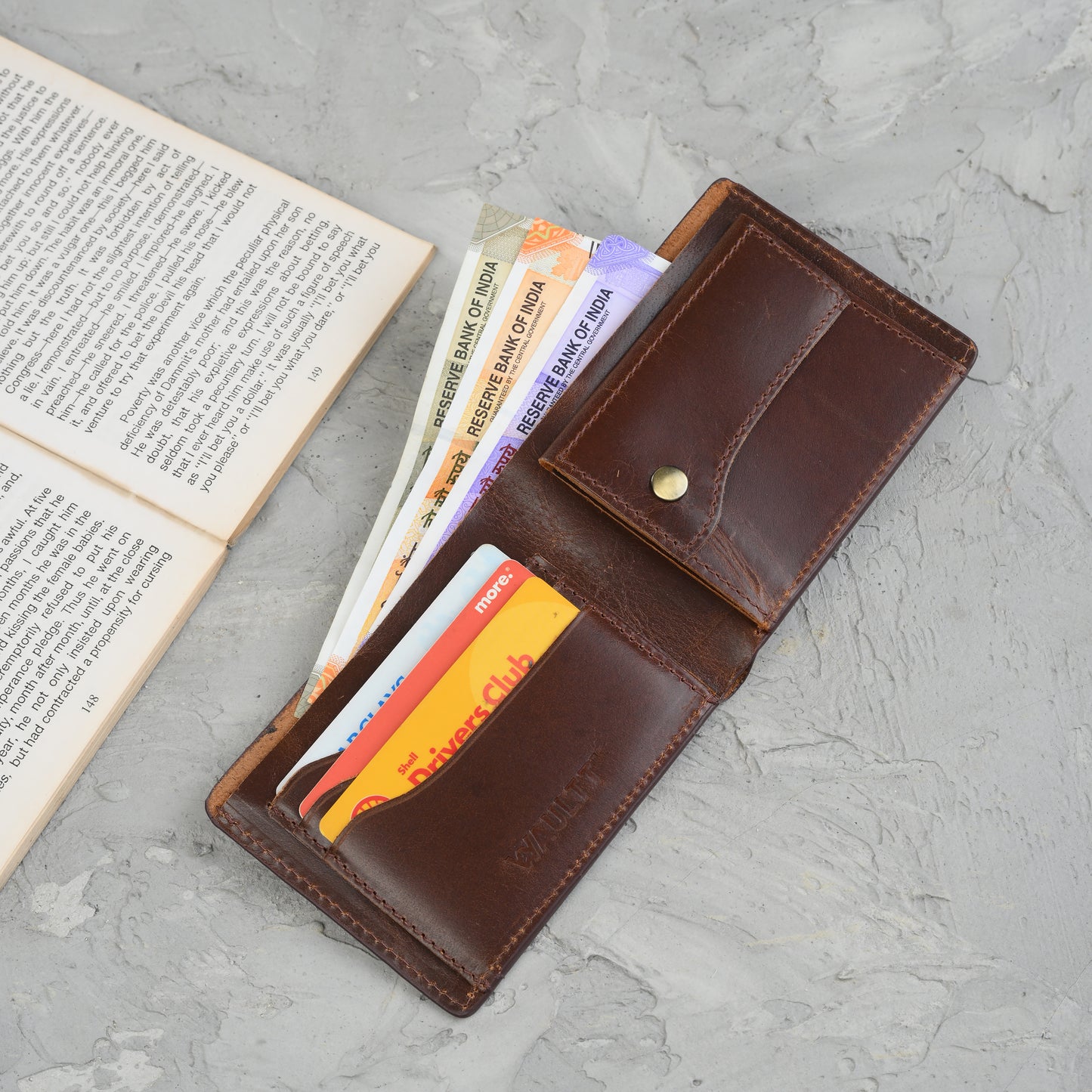 Waultt Bold Textured Brown Leather Bifold  Wallet for Men