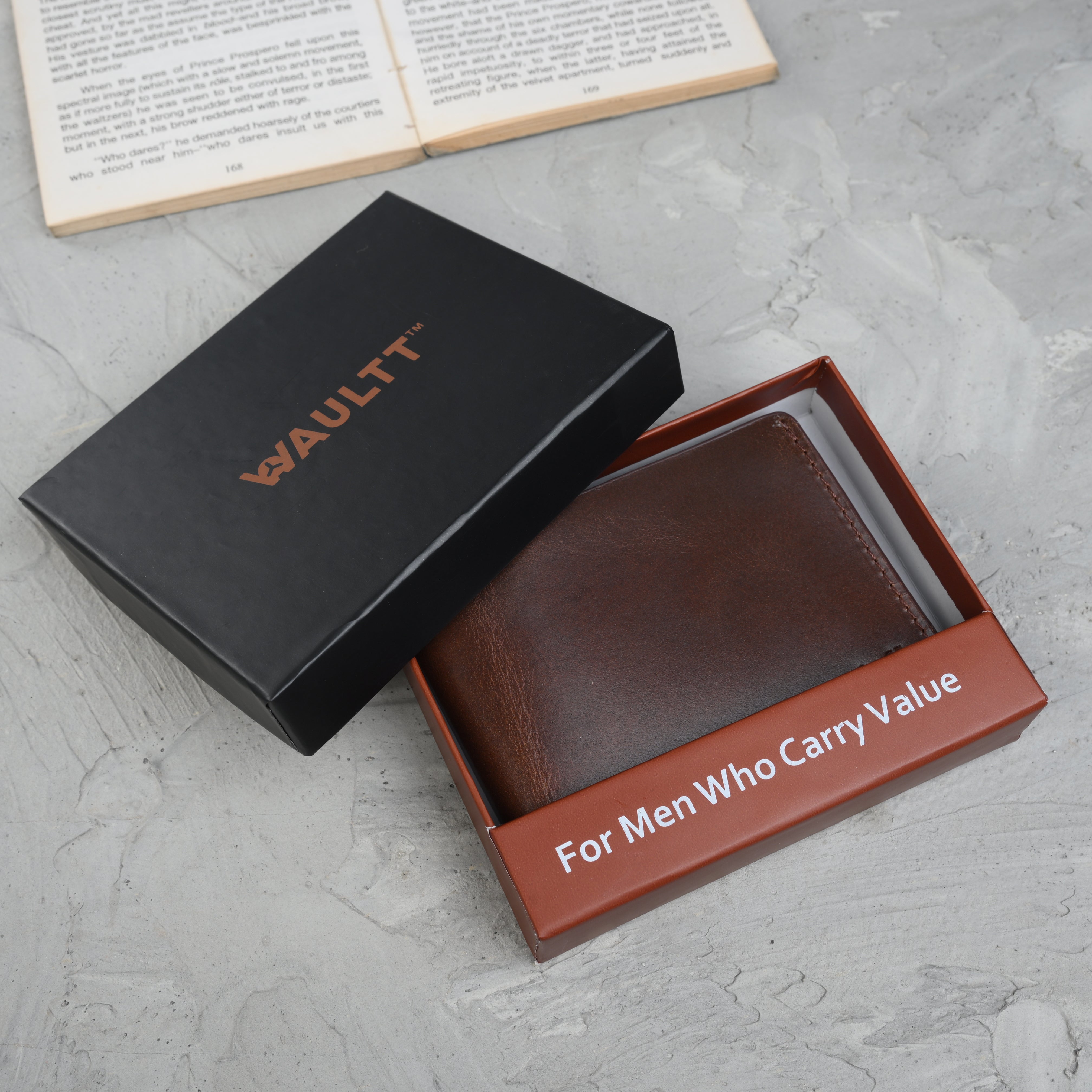 Waultt Bold Textured Brown Leather Bifold  Wallet for Men