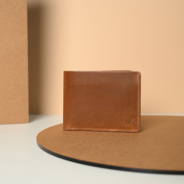 Waultt Bold Textured Tan Leather Bifold Wallet for Men
