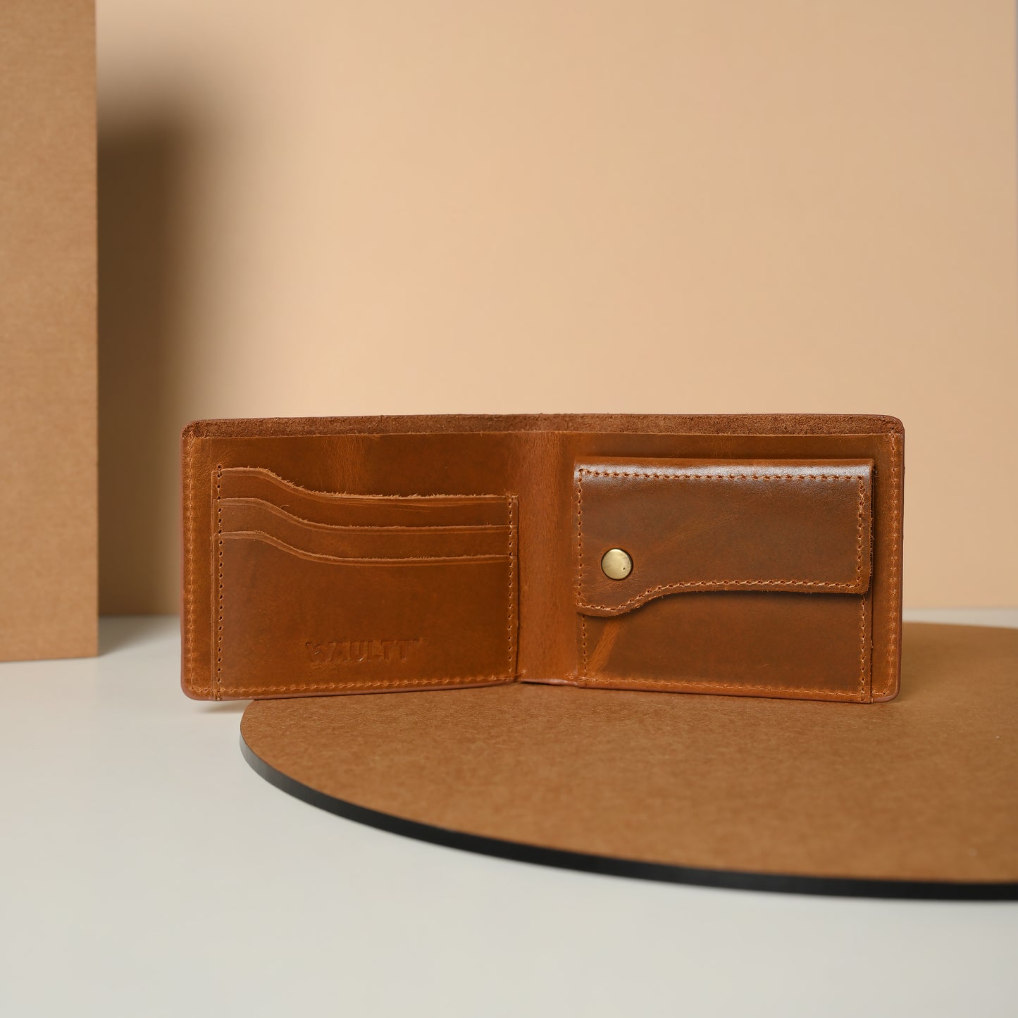 Waultt Bold Textured Tan Leather Bifold Wallet for Men