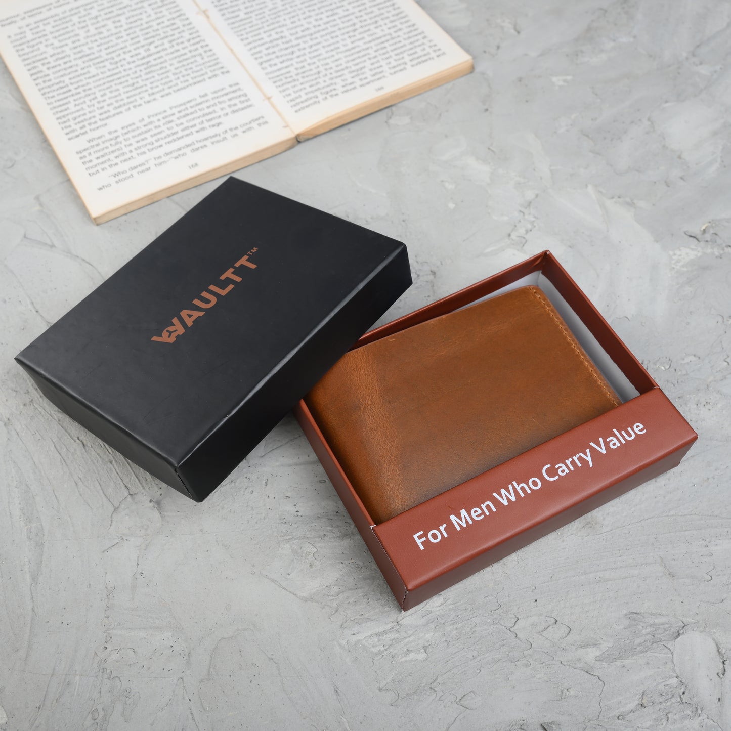 Waultt Bold Textured Tan Leather Bifold Wallet for Men