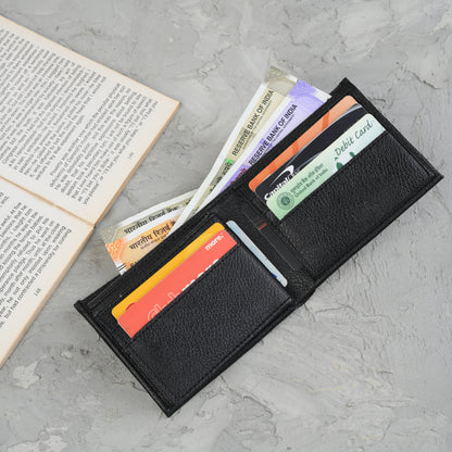 Waultt Premium Vegan Black Leather Bifold Wallet for Men
