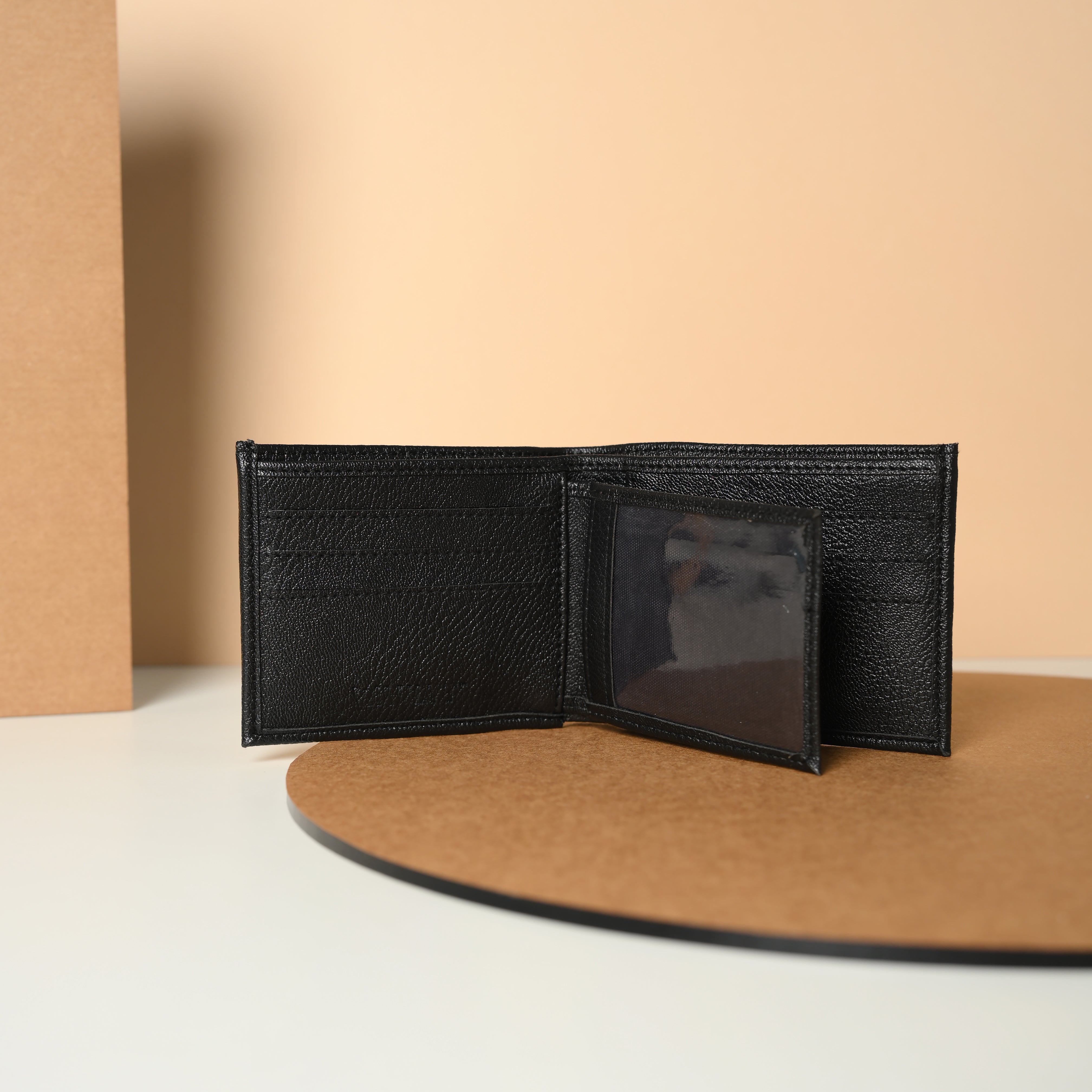 Waultt Premium Vegan Black Leather Bifold Wallet for Men
