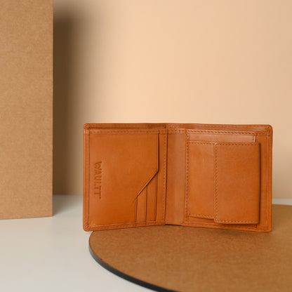 Waultt Sleek Notecase Tan Leather Bifold  Wallet for Men