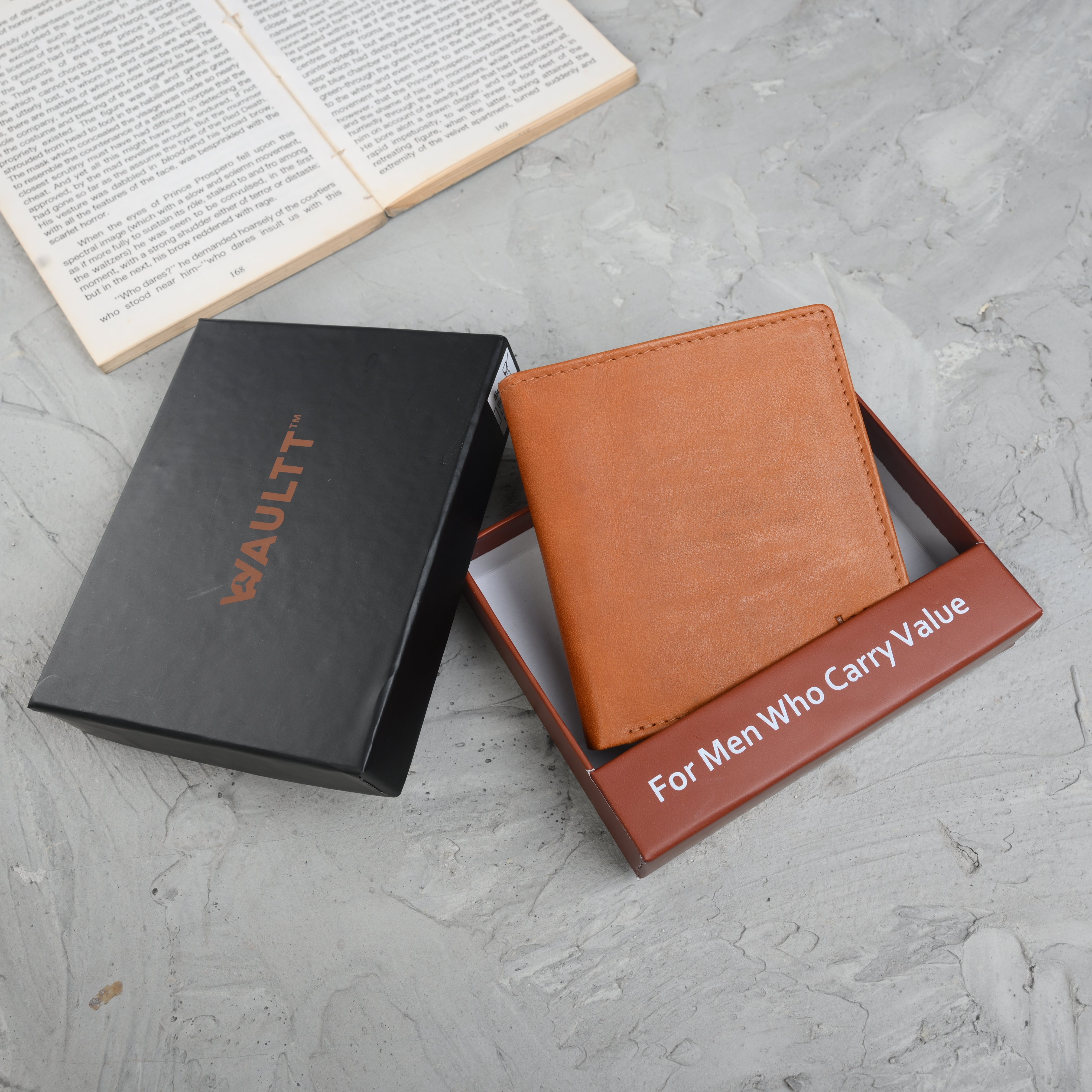 Waultt Sleek Notecase Tan Leather Bifold  Wallet for Men