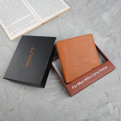 Waultt Sleek Notecase Tan Leather Bifold  Wallet for Men
