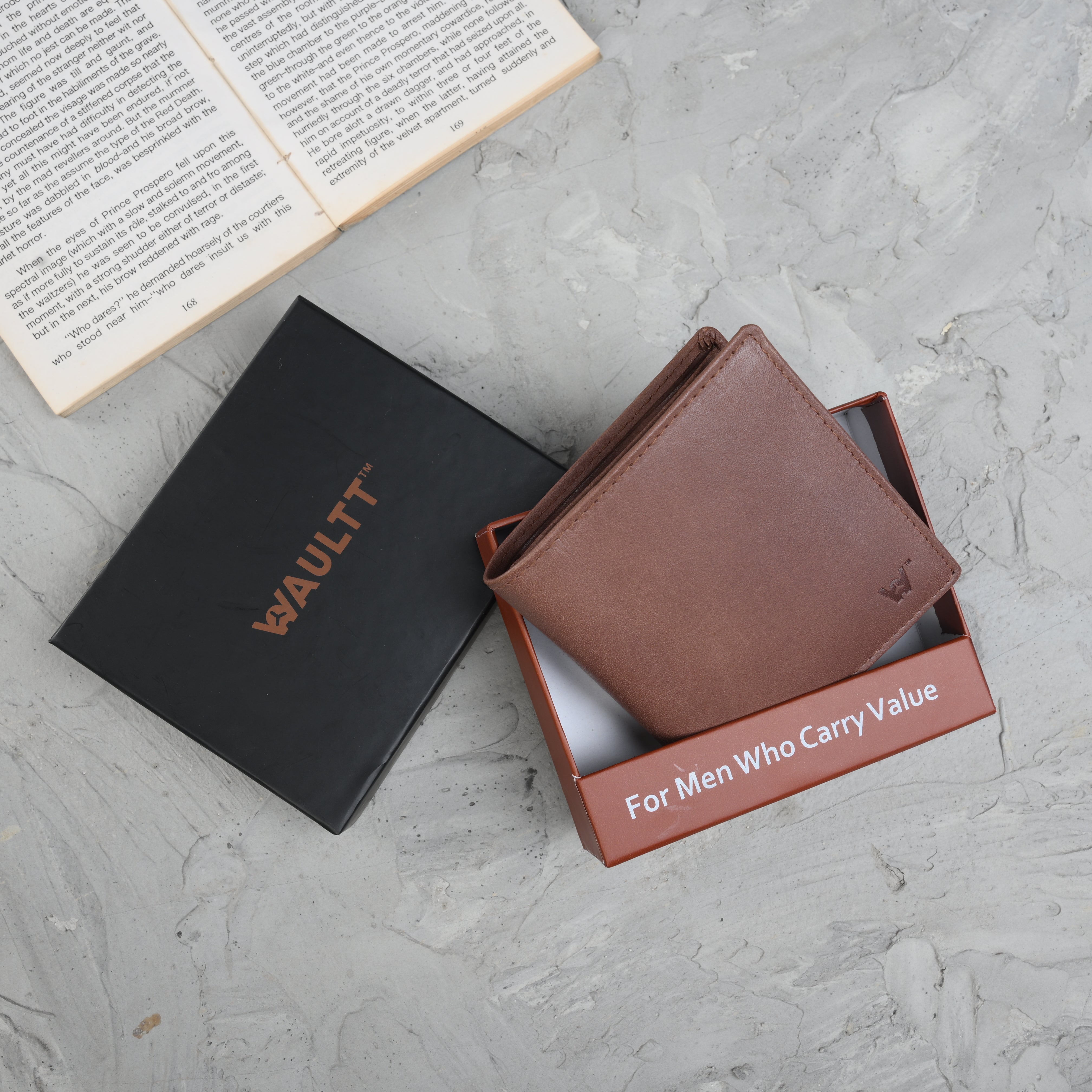 Waultt Sleek Notecase Brown Leather Bifold  Wallet for Men