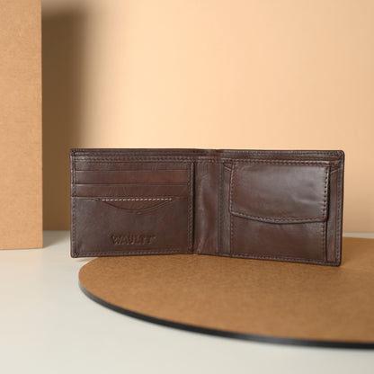Waultt Classy Brown Leather Bifold Wallet for Men