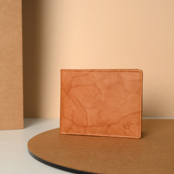 Waultt Classy Tan Leather Bifold Wallet for Men
