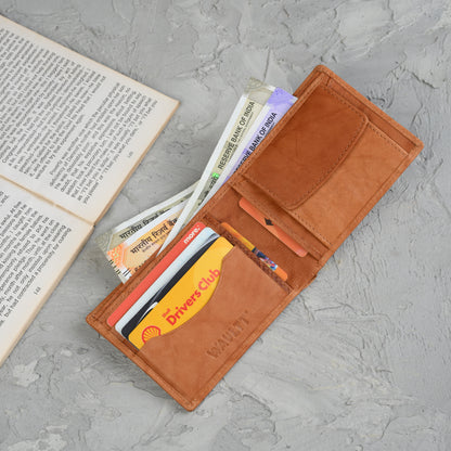 Waultt Classy Tan Leather Bifold Wallet for Men